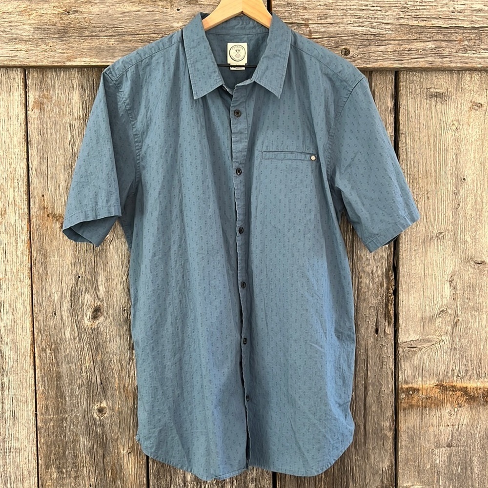 Men's Voyager Flyer Patterned Cotton Button Down SS Patch Pocket Shirt XL